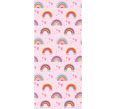 Rainbow Heart Patterns kids wallpaper - TenStickers