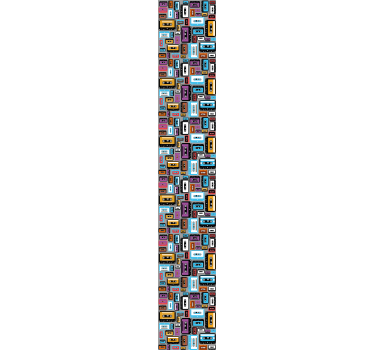 Retro 80s cassette tape pattern Retro Wallpaper - TenStickers