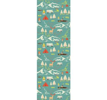 Camping guy, trees and route Jungle theme wallpaper - TenStickers