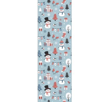 White snowmen and presents pattern Xmas wallpaper - TenStickers
