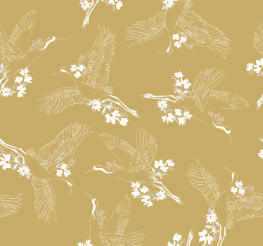 Japanese flowers and birds Lounge Wallpaper - TenStickers