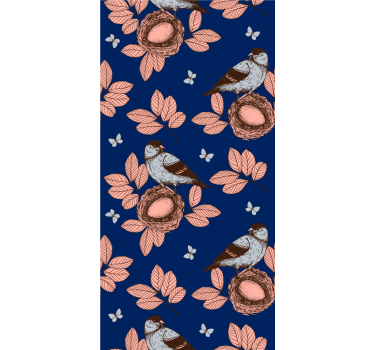 Nests and Leaves birds wallpaper - TenStickers