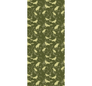 Green birds Victorian style pattern lounge wallpaper - TenStickers