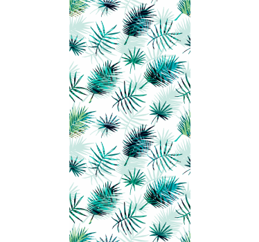 Green tropical leaf display living room wallpaper - TenStickers