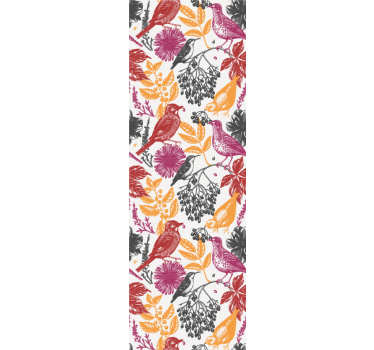 Colorful Flowers and Leaves birds wallpaper - TenStickers