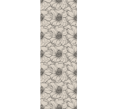 Black and beige magnolia flower pattern Lounge wallpaper - TenStickers