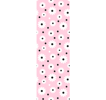 Pink black dots flower Kids Wallpaper - TenStickers