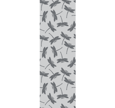 Gray Japandi dragonfly painting wallpaper - TenStickers
