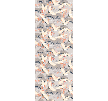 Flying cranes pattern birds wallpaper - TenStickers