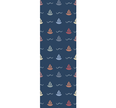 Sailboat sailing pattern kids wallpaper - TenStickers