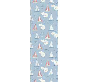 Sailboats and clouds kids wallpaper - TenStickers