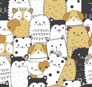 Cute dogs motif children's room wallpaper mural  - TenStickers