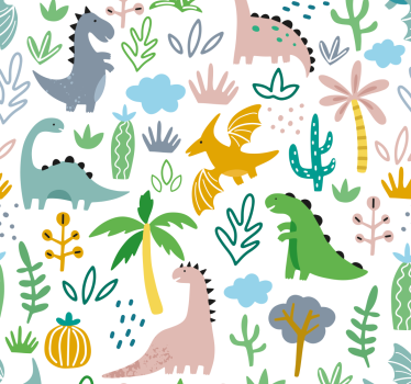 Scandinavian jurassic dinosaurs design wallpaper for children's r - TenStickers