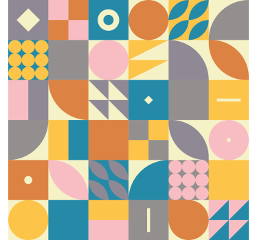 Retro geometric pattern front room wallpaper mural - TenStickers