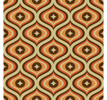 Retro orange and brown design front room wallpaper - TenStickers