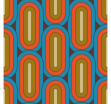 Retro style rounded blue front room wallpaper mural - TenStickers