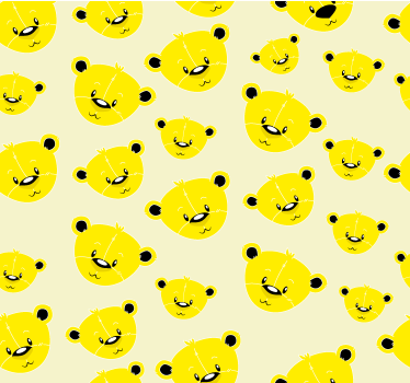 cute bears pattern Yellow wallpaper - TenStickers