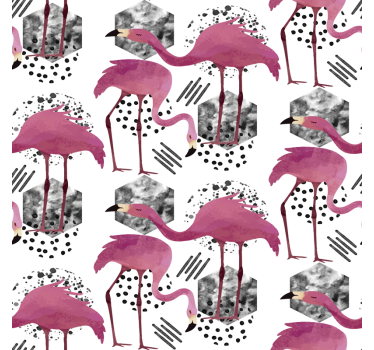 Flamingo parade birds wallpaper - TenStickers