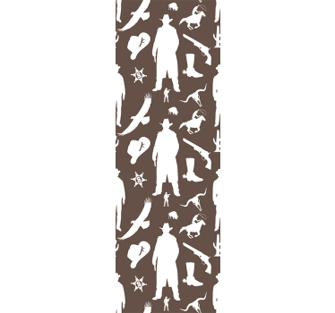 Cowboy and horses pattern Childrens Wallpaper - TenStickers