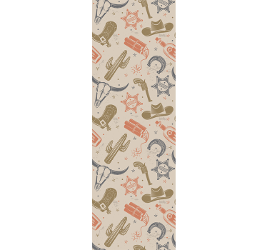 Cowboy elements pattern Childrens Wallpaper - TenStickers