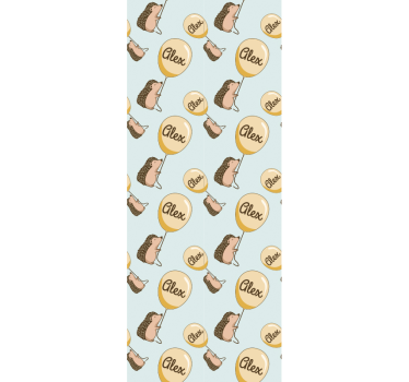 Hedgehogs with balloons and name kids wallpaper - TenStickers