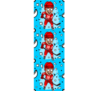Kids wallpaper featuring cartoon hockey players - TenStickers