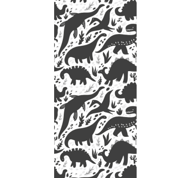 Dinosaur black pattern Cool animal wallpaper - TenStickers