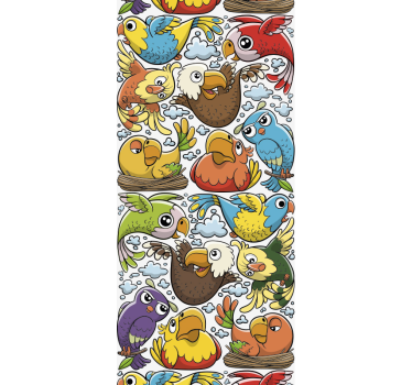 Playful Parrot Pattern birds wallpaper - TenStickers