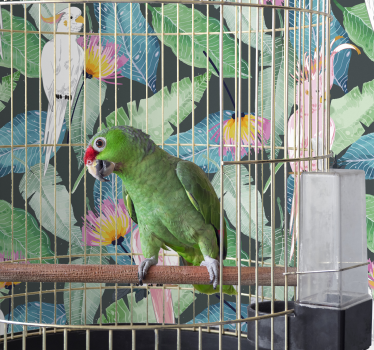 Tropical leaves and birds wallpaper - TenStickers