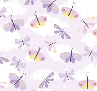 Clouds butterfly pattern Kids Wallpaper - TenStickers