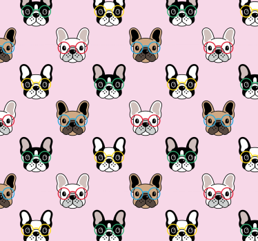 french bulldog with glasses Wallpaper for bedroom - TenStickers
