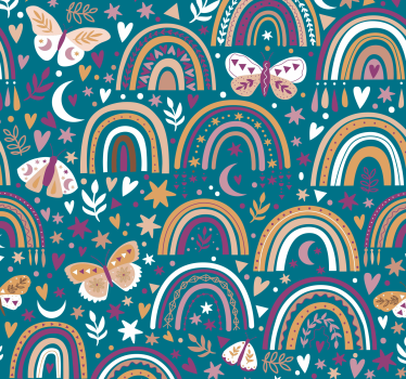 Pattern with boho rainbows  kids wallpaper - TenStickers
