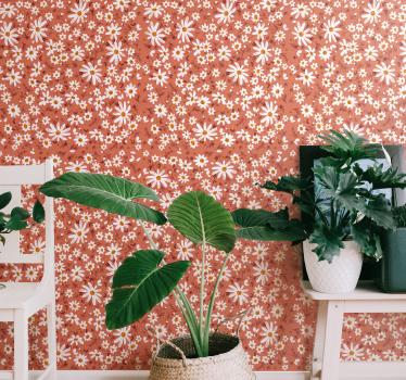 70's daisy pattern Nature Wallpaper - TenStickers