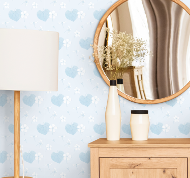 80's scenic floral blue pattern Retro Wallpaper - TenStickers