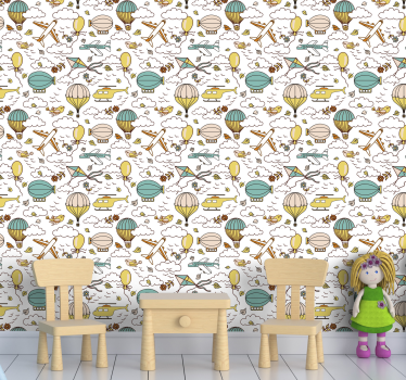 Airballoon Adventure kids wallpaper - TenStickers
