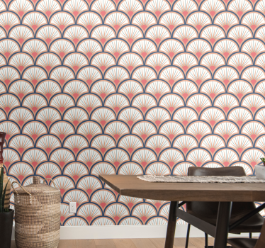 Art deco purple pink pattern Tile Effect Wallpaper - TenStickers