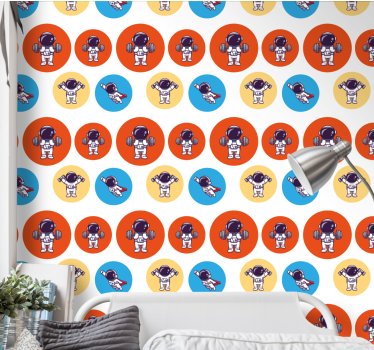 Astronaut Pattern Fun kids wallpaper - TenStickers