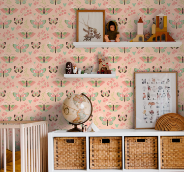 Butterflies pink motif kids wallpaper - TenStickers