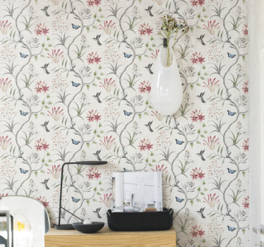 Bird & butterfly flower branch  Cool animal wallpaper - TenStickers