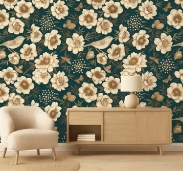 Birds wallpaper vintage botanical chinoiserie - TenStickers