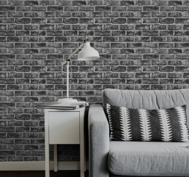 Black brick Stone effect wallpaper - TenStickers
