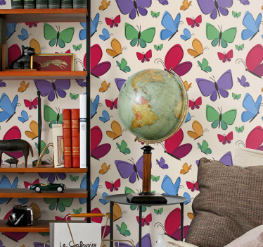 Butterflies Flying for kids Bedroom Wallpaper - TenStickers