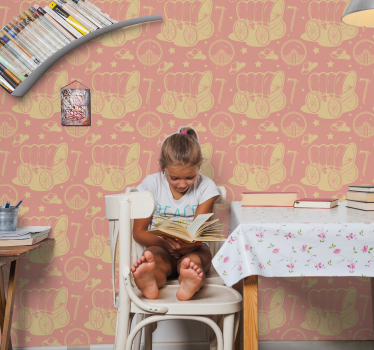 Cowboy and wagons kids wallpaper - TenStickers
