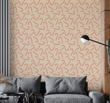 Candy canes Xmas Wallpaper - TenStickers
