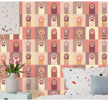 Cat paws cartoon contemporary wallpaper - TenStickers