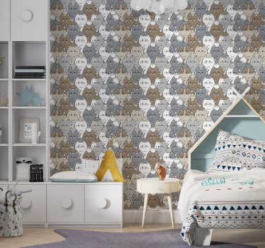 Cats illustration wallpaper for kids - TenStickers