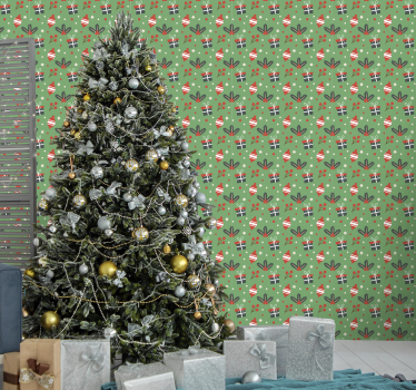 Christmas candy pattern Feature Living Room Wallpaper - TenStickers