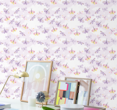 Clouds butterfly pattern Kids Wallpaper - TenStickers