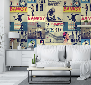 Collage - Bansky Modern Wallpaper - TenStickers