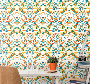 Traditional pattern birds wallpaper - TenStickers